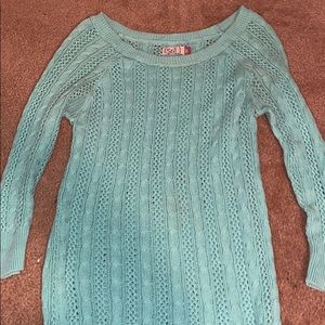 juniors teal knit sweater